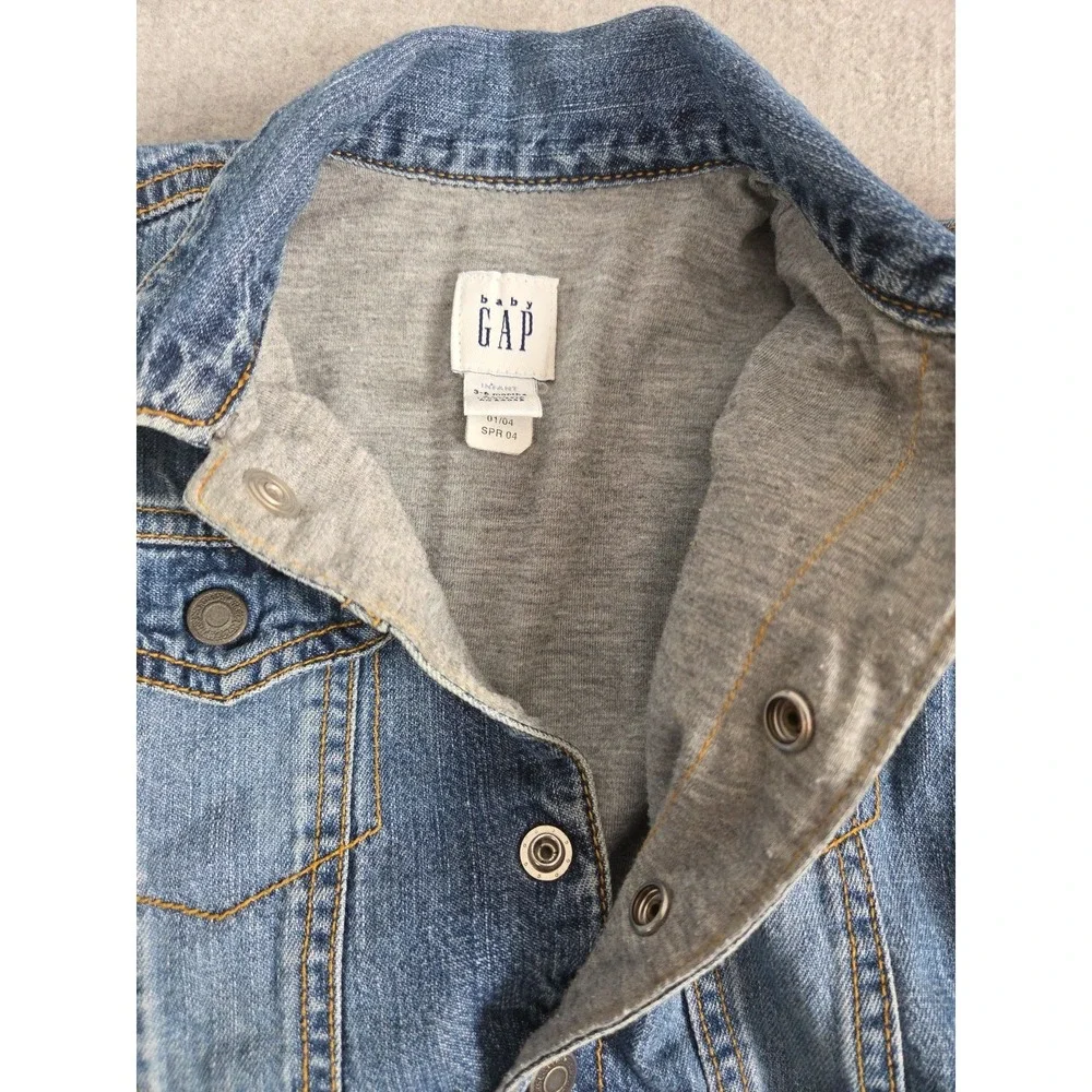 Vintage Baby Gap 2004 Denim Trucker Jacket Snap‎ Buttons 3-6 Months Grunge Boho